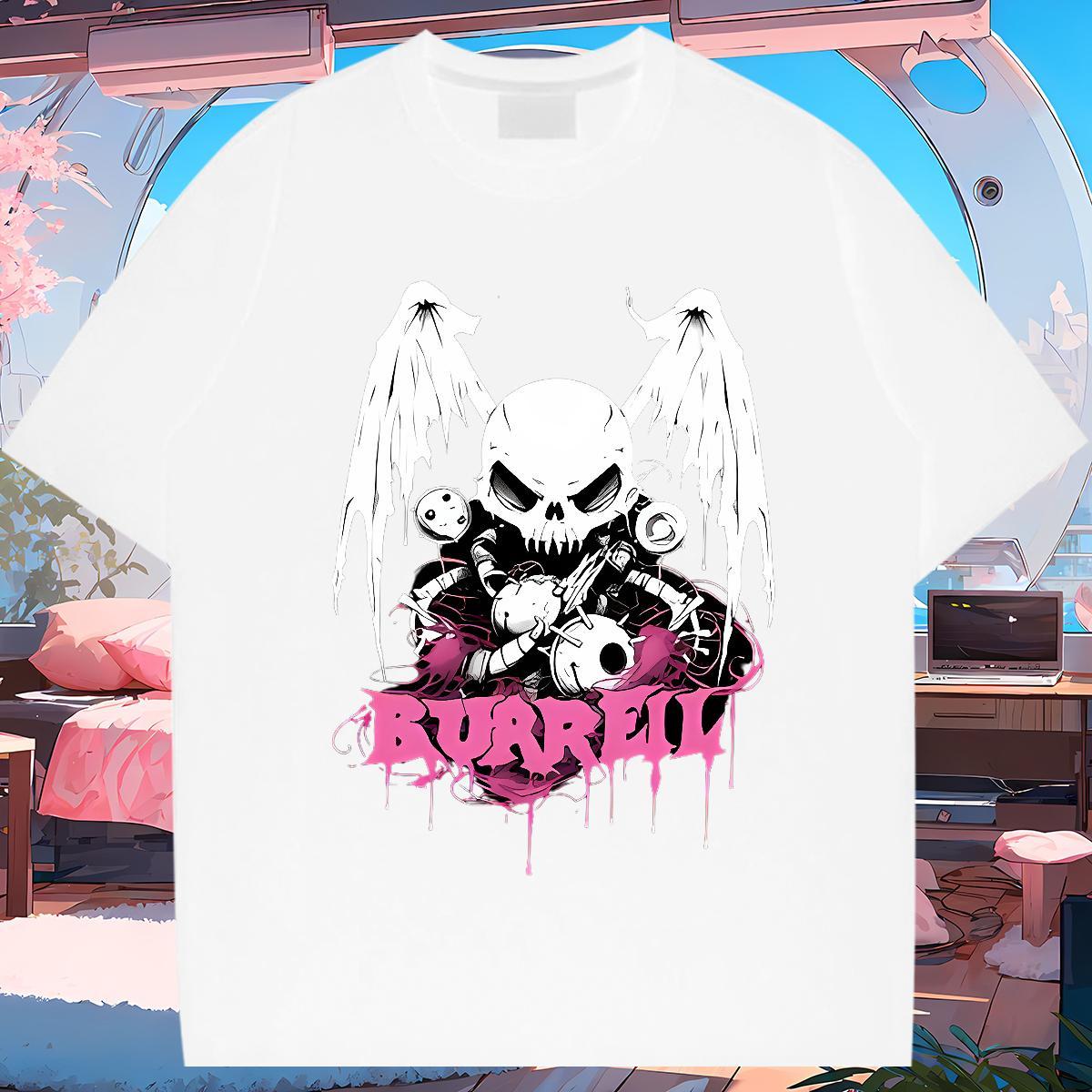Unisex T-Shirts for Men 230g 100% Cotton skull Beach DIY O Neck Short Sleeves Tshirt for Man Woman Fashion Tees Shirts