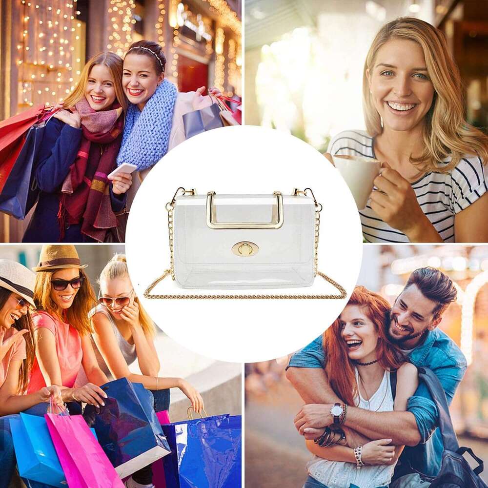 Clear Purse for Women, Clear Crossbody Bag,Transparent Clutch Clear Purse Crossbody Shoulder Stadium Approved Bags