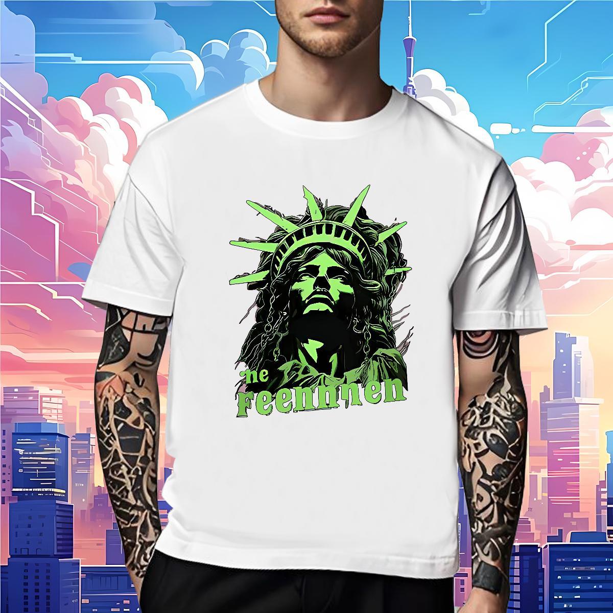Loose Fit Man T Shirts 230g Pure Cotton portrait Outdoor DIY Printed Crew Neck Mens Tshirts Casual New Top Tees