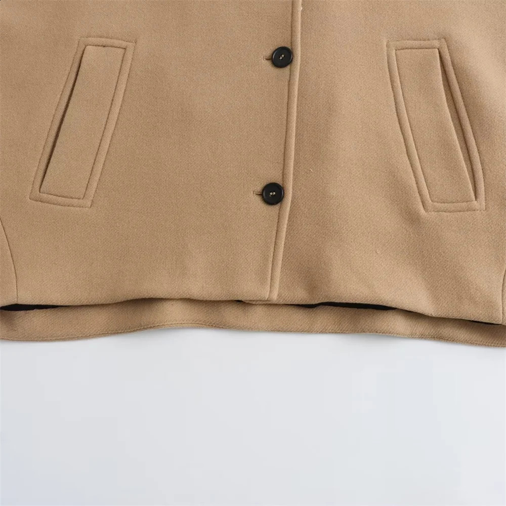 UNIZERA Womens Short Blended Coat Casual Polo Neck Personalized Top Cloak Sleeves Winter 240823