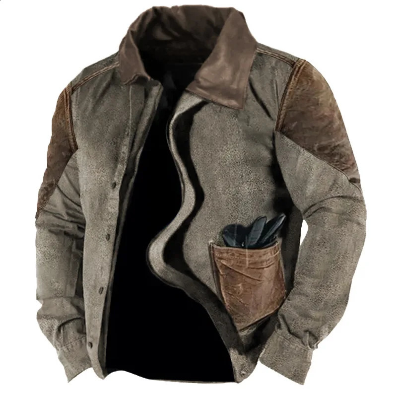 Winter Warm Outdoor Jacket Coat Mens Fashion Zipper Button Lapel Jackets Wool Lining Retro Loose Long Sleeve Men Fall Outerwear 240823 - view 3