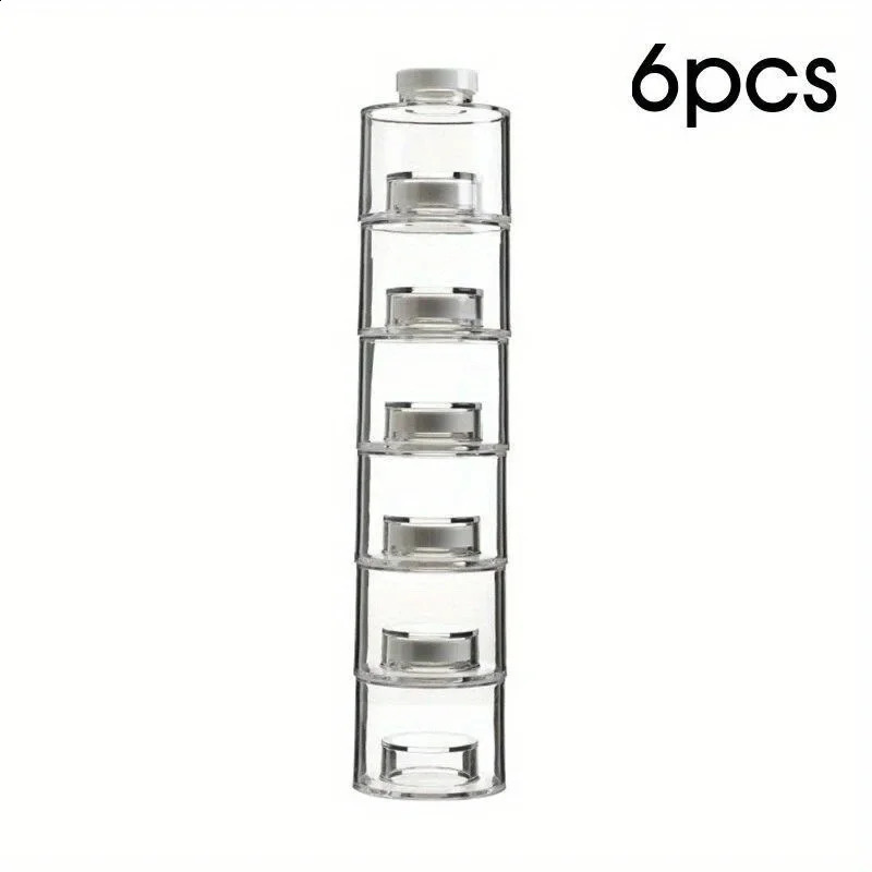 6Pcs/Set Spice Jar Pepper Shaker Box Spice Tower Herb Spice Tools Transparent Seasoning Cans Kitchen Rack Condiment Bottles 240823
