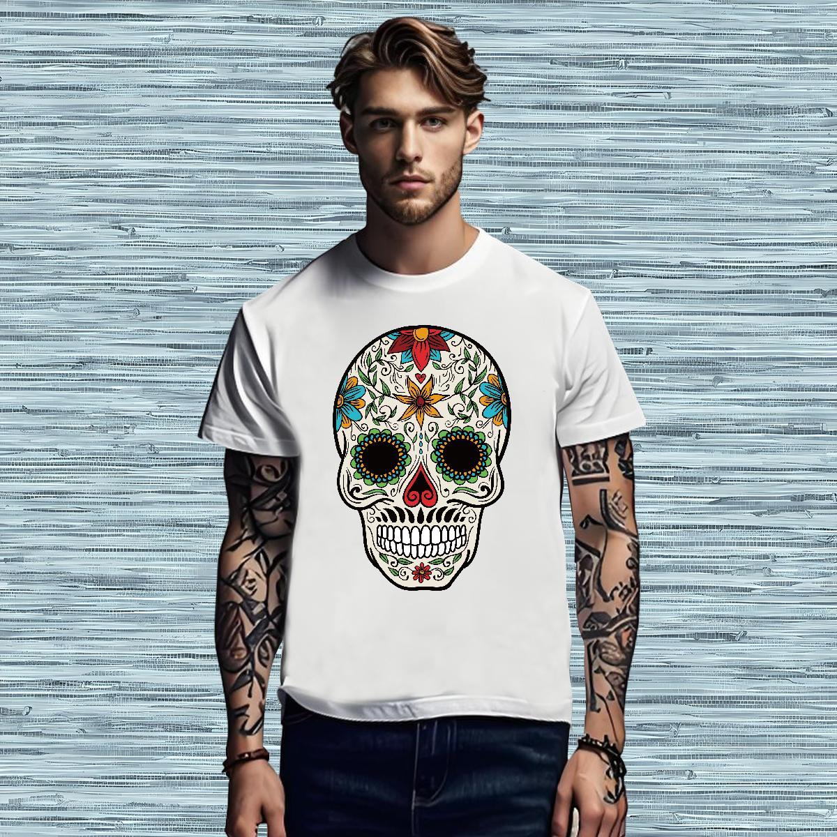 Free Shipping T-Shirts 230g 100% Cotton skull Sports Casual White Plus Size Short Sleeve O-Neck Couples T Shirts Designer Clothings