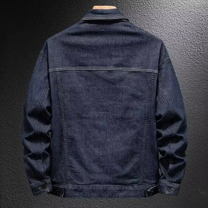 Large pocket mens Jean Coats cargo bicycle denim jacket motorcycle spring and autumn washing fashionable highquality plus size 240824