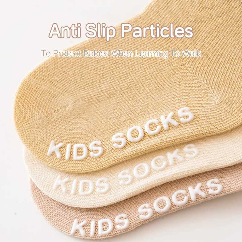 3Pairs/set Combed Cotton Kids Anti-Slip Boat Socks Casual Baby Boys Girls Sock Floor Children Socken Newborn Socks For 0-4Years CL240824