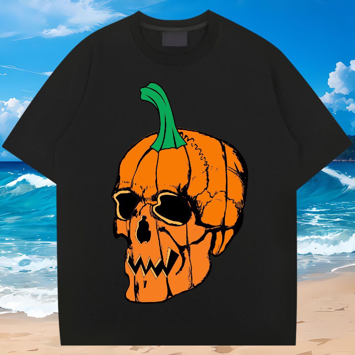 Cool Design Men T Shirts 100% Cotton 230g skull Summer Casual Skull Breathable Crew Neck Tshirts DIY Tees
