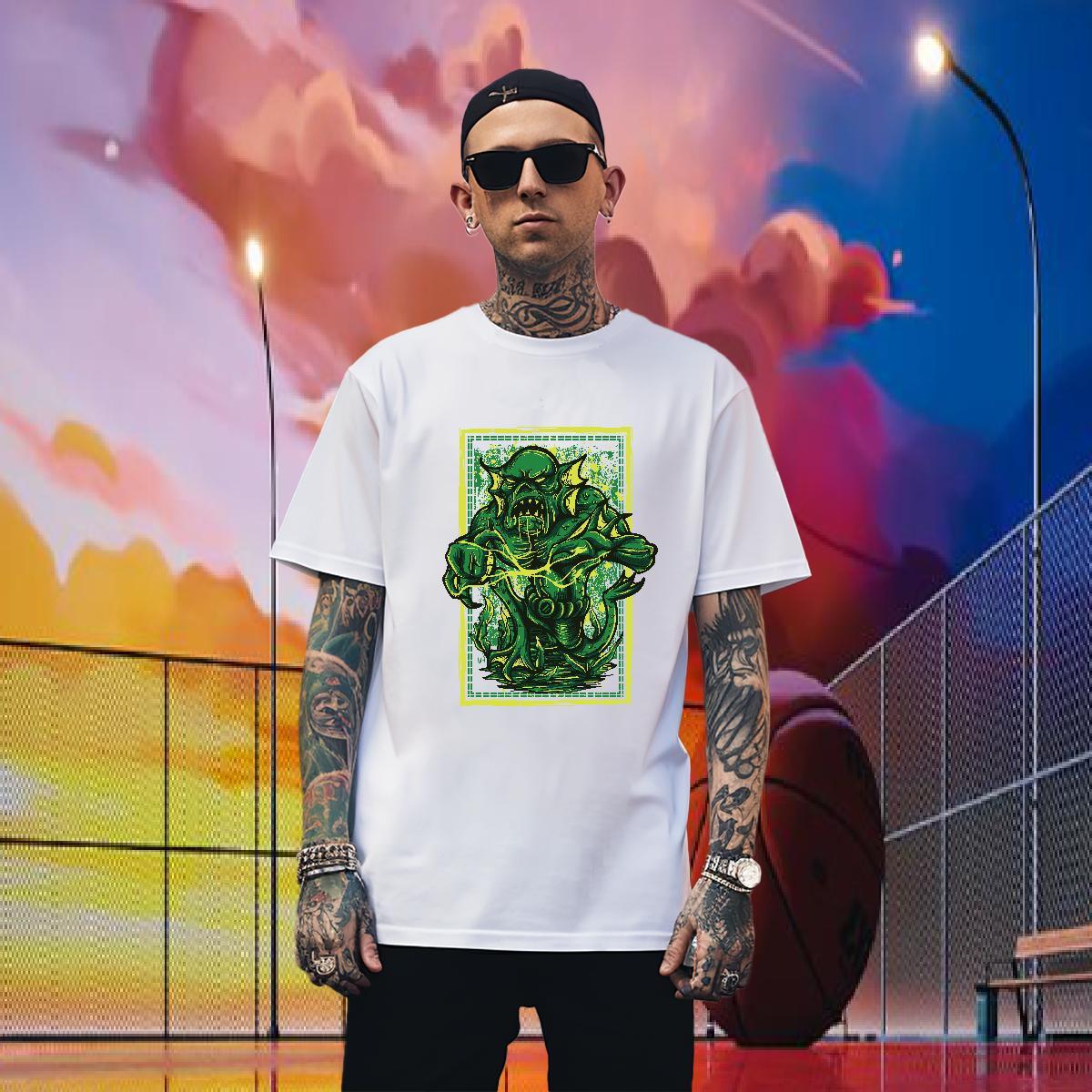 TOP Quality Mens T Shirts 230g 100% Cotton ET Street Wear DIY Printed O-Neck Short Sleeve Men Tshirts 2024 Summer Clothes