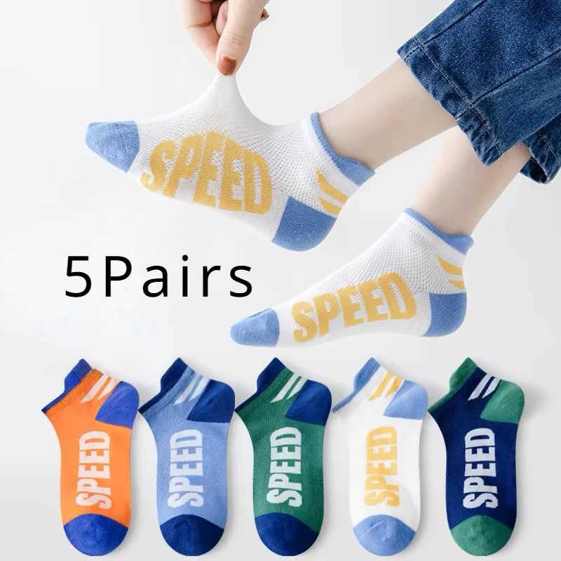 Five Pairs of Summer Thin Childrens Cartoon Cute Fashion Foreign Boy Mesh Breathable Comfortable Cotton Short Socks CL240824