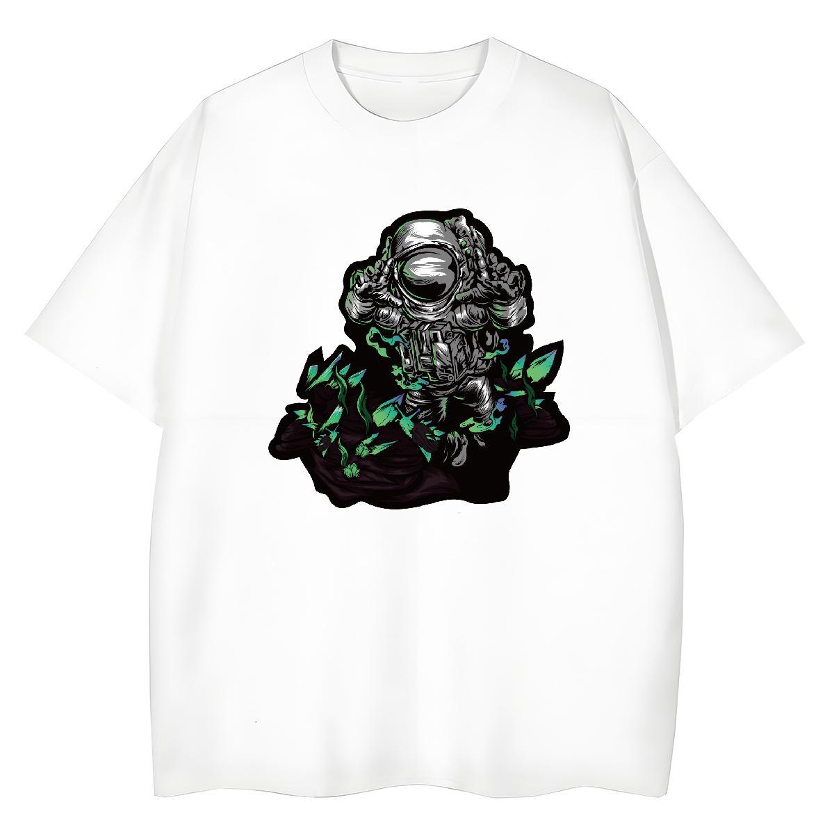 Female Unisex Tshirts 100% Cotton 230g cosmonaut Street T Shirt For Woman Breathable Short Sleeve Oversized Tops Tees