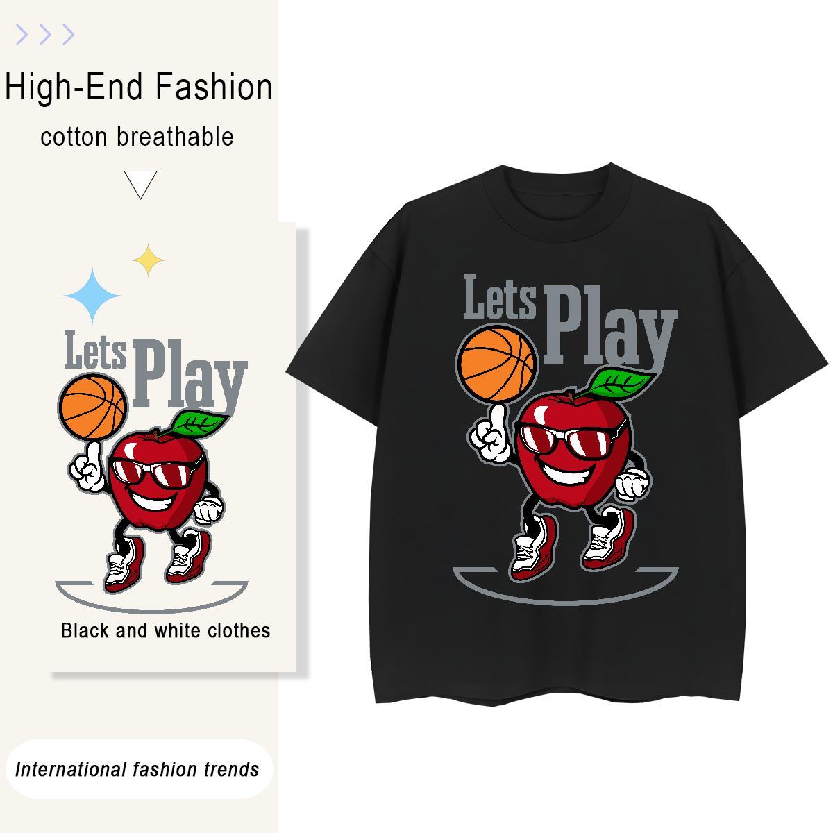 Wholesale Womens Tshirts 230g Cotton apple Spring Summer T Shirt For Woman O-Neck Short Sleeve Custom Print Oversized Clothes