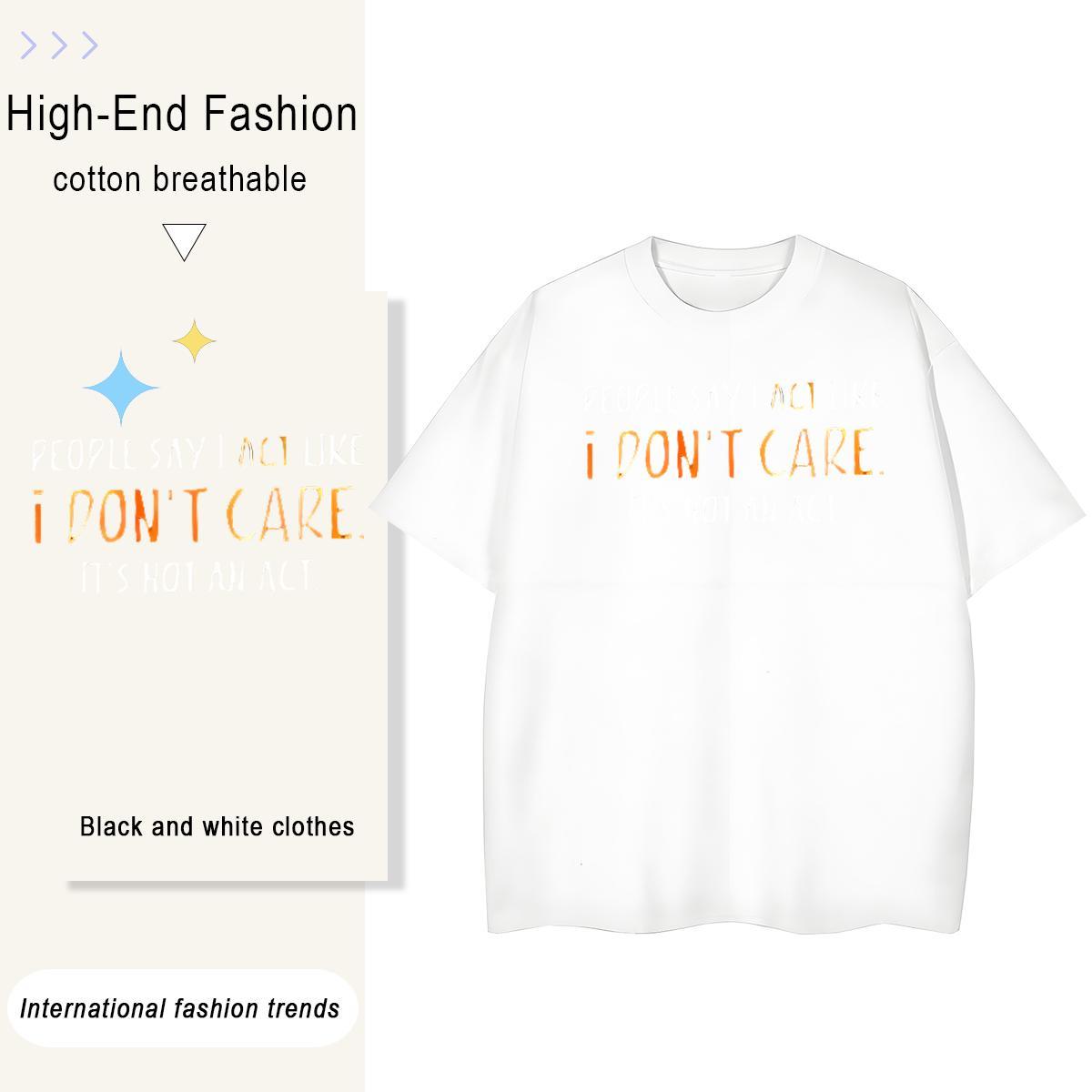 Loose Unisex Tshirts 100% Cotton 230g letter Sports Casual T Shirts Women Breathable Soft Oversized Tee Shirt