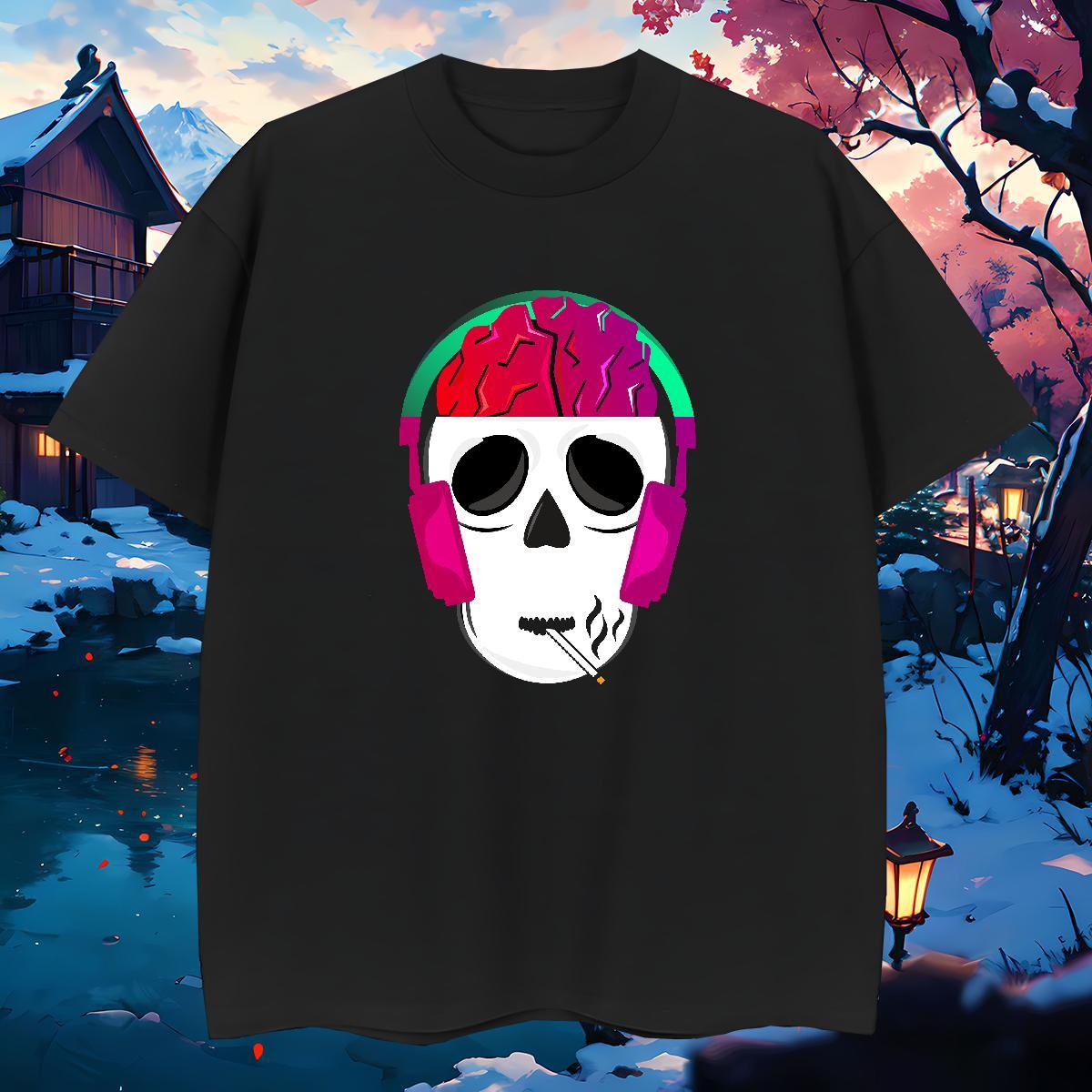 Free Shipping Mens T Shirts 230g 100% Cotton skull Beach Floral Print Breathable Soft Men Clothes T-Shirt New Top Tees
