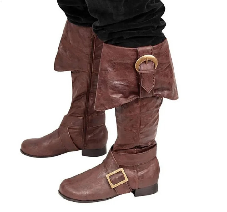 Medieval Viking pirate soldier role-playing knight boots Halloween mens fashionable buckle shoes womens retro party high heels 240823 ww