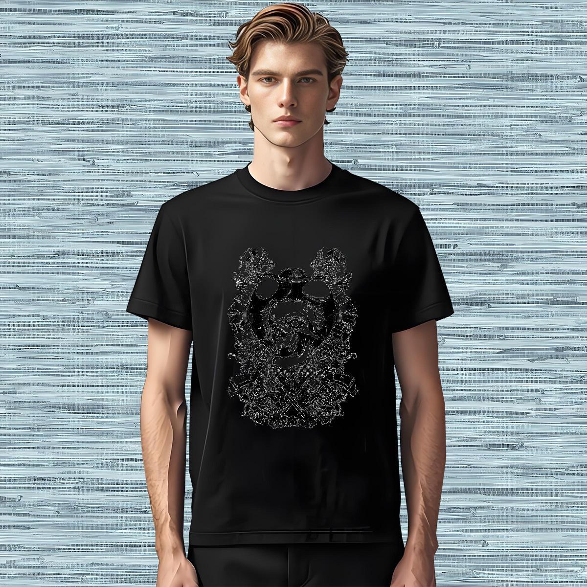 Unisex Mens T Shirts 230g 100% Cotton skull Street Casual Asian Size Breathable Soft Tshirts Casual New Top Tees