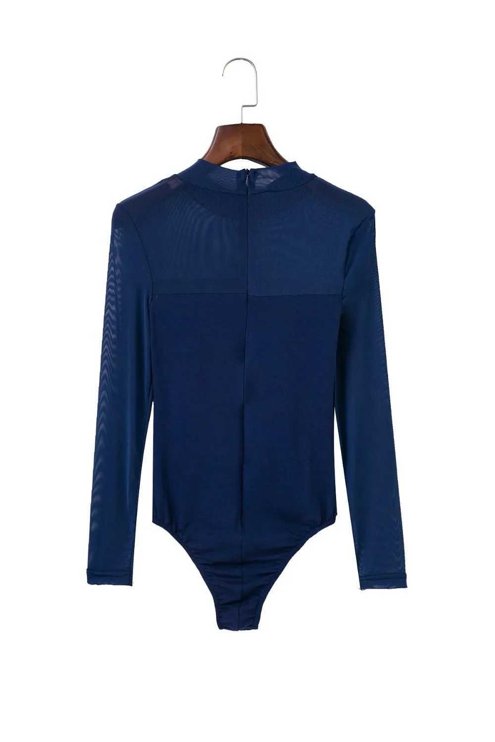 Women's Jumpsuits Rompers 2017 Autumn Elegant Winter Slim and Sexy Lace Applique Fitness Dress Long sleeved Womens Top Stand up Neck jumpsuit Y24