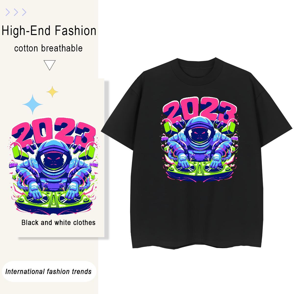 Unisex Women Tees 230g 100% Cotton universe Daily Outfit T shirt Breathable Short Sleeve DIY Anime Printed Tees Shirts