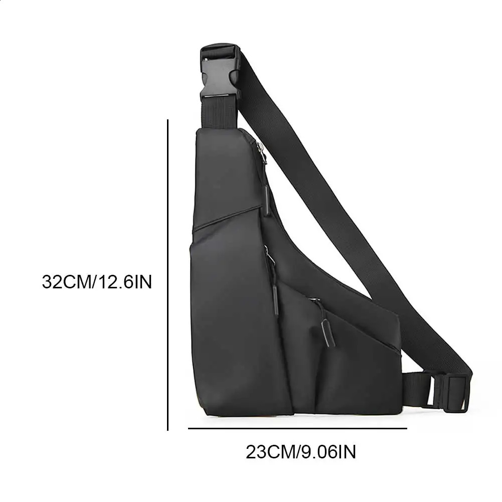 Anti Theft Travel Bag for Men with Adjustable Strap Slim Sling Bag Multi-Pocket Crossbody Bag Solid Hobo Bag for Hiking Sports 240823