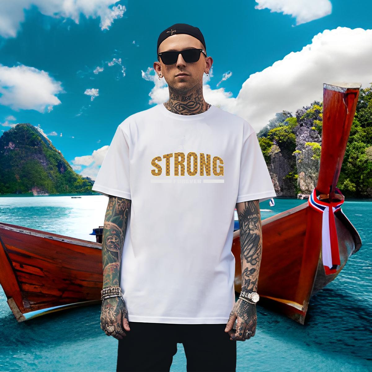 Brand T-Shirts for Men 100% Cotton 230g letter Daily Wear Black White Breathable Tshirts Fashion Design Clothes