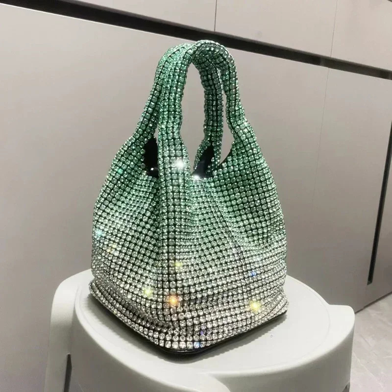 Sparkling Crystal Clutch Wallet Bucket Shoulder Bag Rhinestone Handmade and Handbag y ner Night 240823