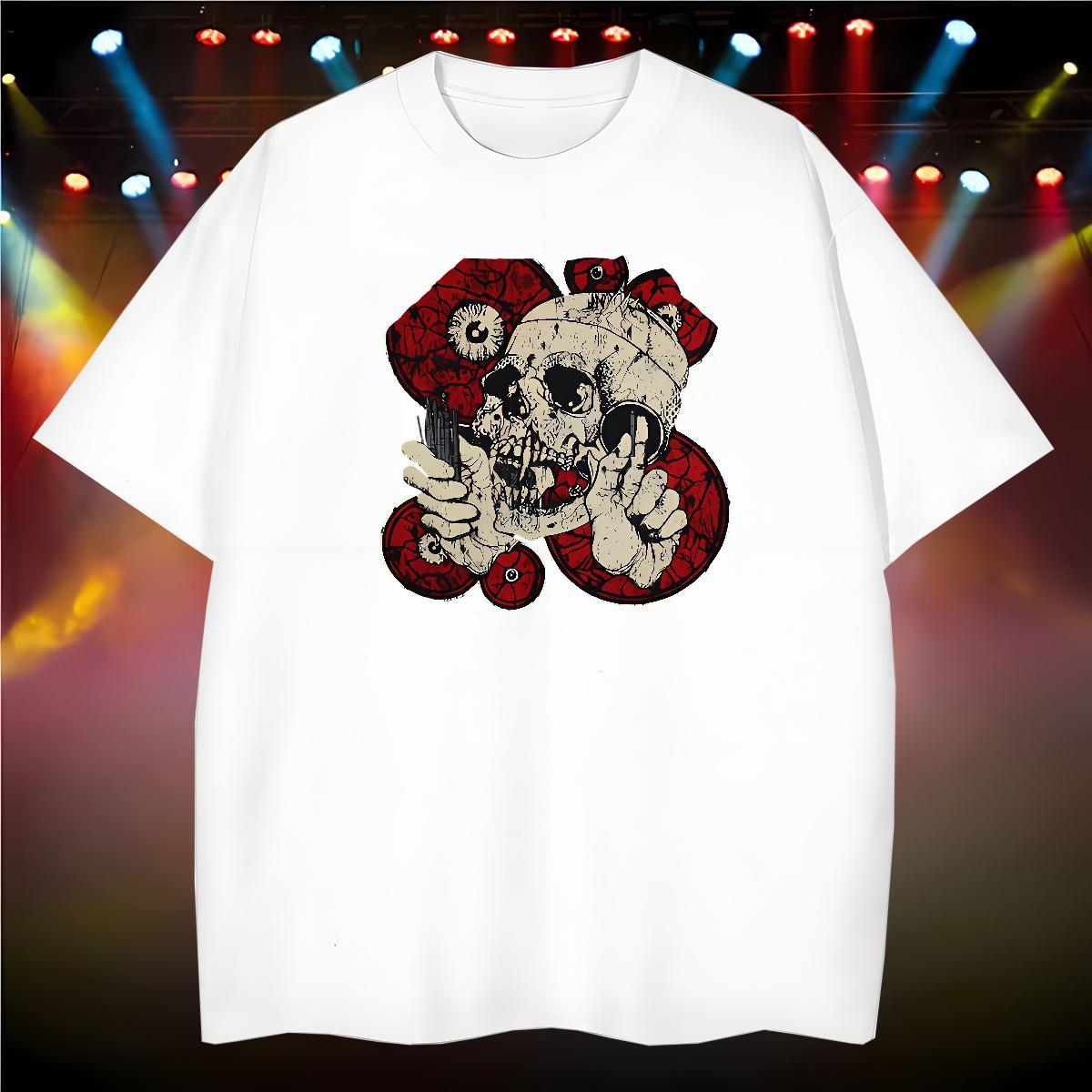 Cool Man T Shirts 230g Cotton skull Spring Summer Custom Print Plus Size Breathable Crew Neck Mens Tshirts New Tees Shirts