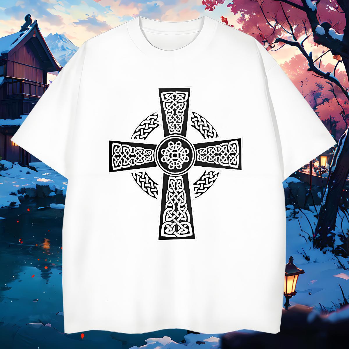 Brand Mens T Shirts 230g Pure Cotton cross Daily Outfit Anime Breathable Soft Tshirts Stylist Polos