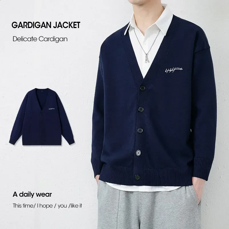 2014 SpringAutumn Mens Knitted Sweater Open Skirt Casual Jacket Bottom Thin Long Sleeve 240824