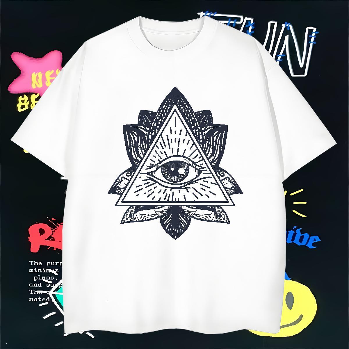 Soft T Shirt For Man 230g Cotton eye of the devil Beach Customized Print Short Sleeve Soft Men Tshirts 2024 Tops