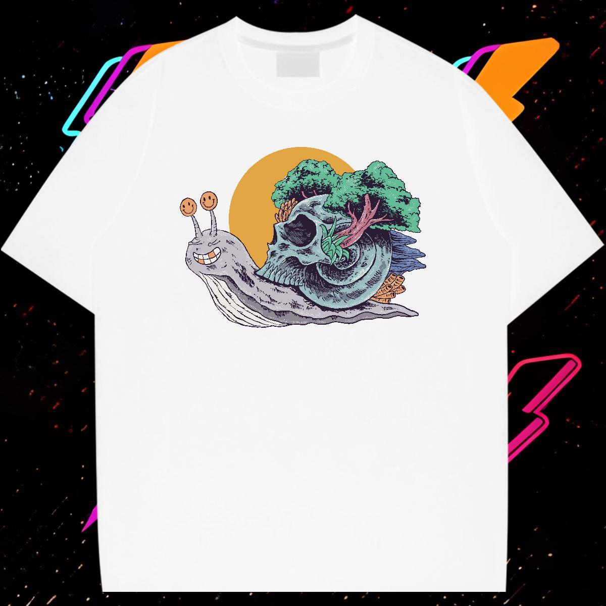 Classic T shirt 230g Cotton skull Anime Printing Street Cartoon Printing L-4XL Breathable Short Sleeve Men Tees 2024 Designer Top Tees