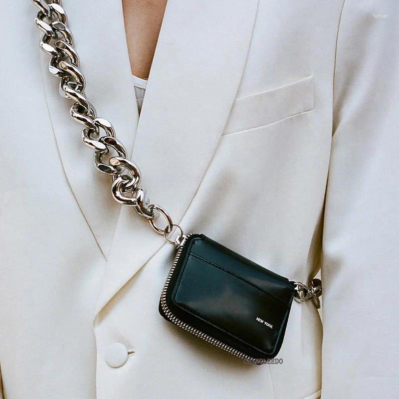 Evening Bags Women Totes Ins Style Thick Metal Chain Shoulder Bag Bike Wallet Mini Coin Purse Fashion Chest Pack Strap Clutch a479 4