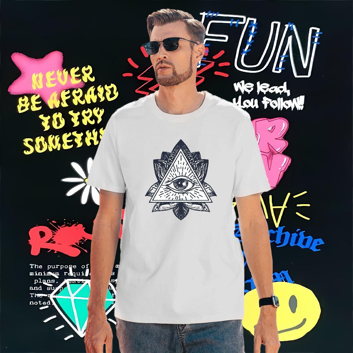 Soft T Shirt For Man 230g Cotton eye of the devil Beach Customized Print Short Sleeve Soft Men Tshirts 2024 Tops