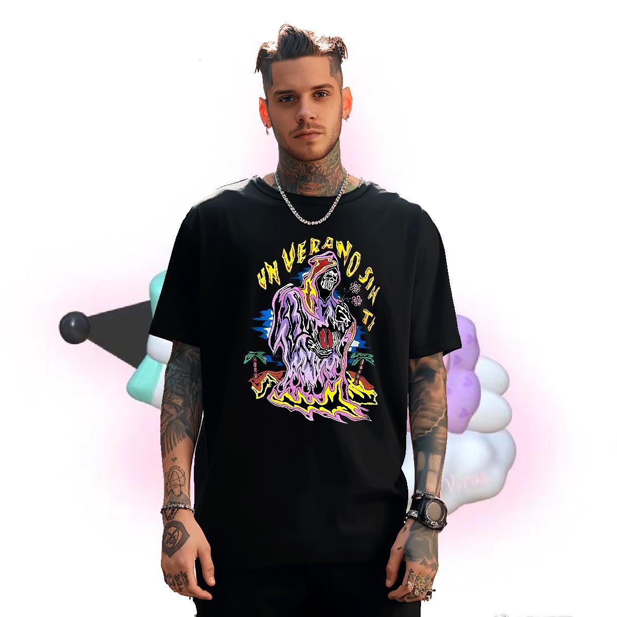 Wholesale T-Shirts 230g Pure Cotton skull Home Outdoor Anime O Neck Short Sleeves Men Clothes T-Shirt Classic Casual Tops Tees