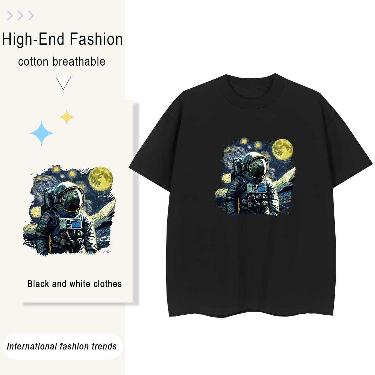 5A Couples T Shirts 230g Cotton universe Hip Hop Womens T Shirts Short sleeve Soft Black White Clothings