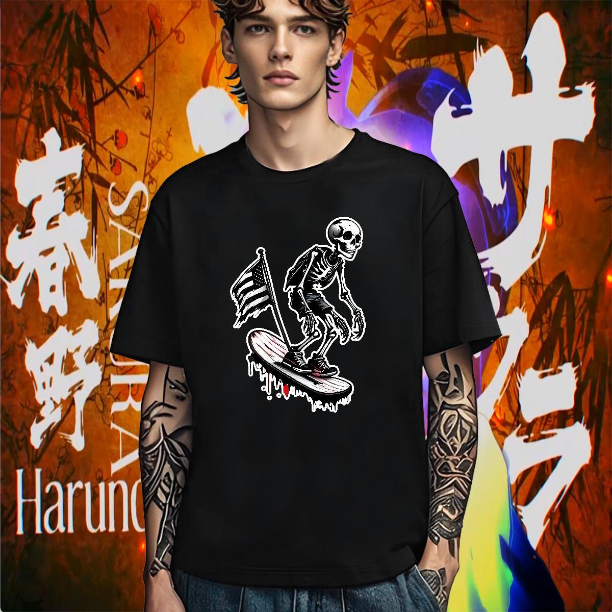 TOP Quality T-Shirts 230g Pure Cotton skateboarding Street Wear DIY Anime Crew Neck Tshirt for Man Woman Classic Clothings