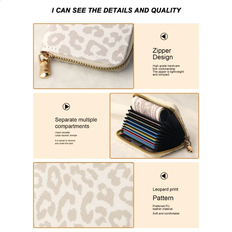 Leopard Print Pattern Womens Small Wallet Card Bag Lightweight and Fashionable Elegant Short Wallet Card Bag Ultra-Thin 240824