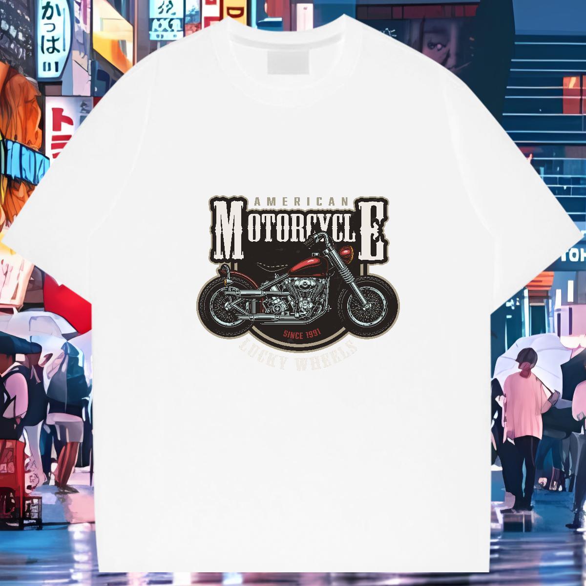Comfortable T-Shirts 100% Cotton 230g Motorcycle Daily Outfit Customized Print Round Neck Short Sleeve Couples T Shirts Classic Casual Polos