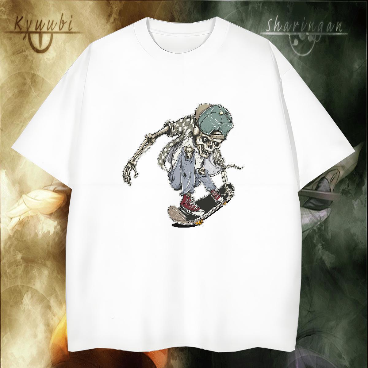 Free Shipping Man T Shirts 230g 100% Cotton skull Casual Beach Custom Big Size Crew Neck Men Tees 2024 Summer Tees Shirts
