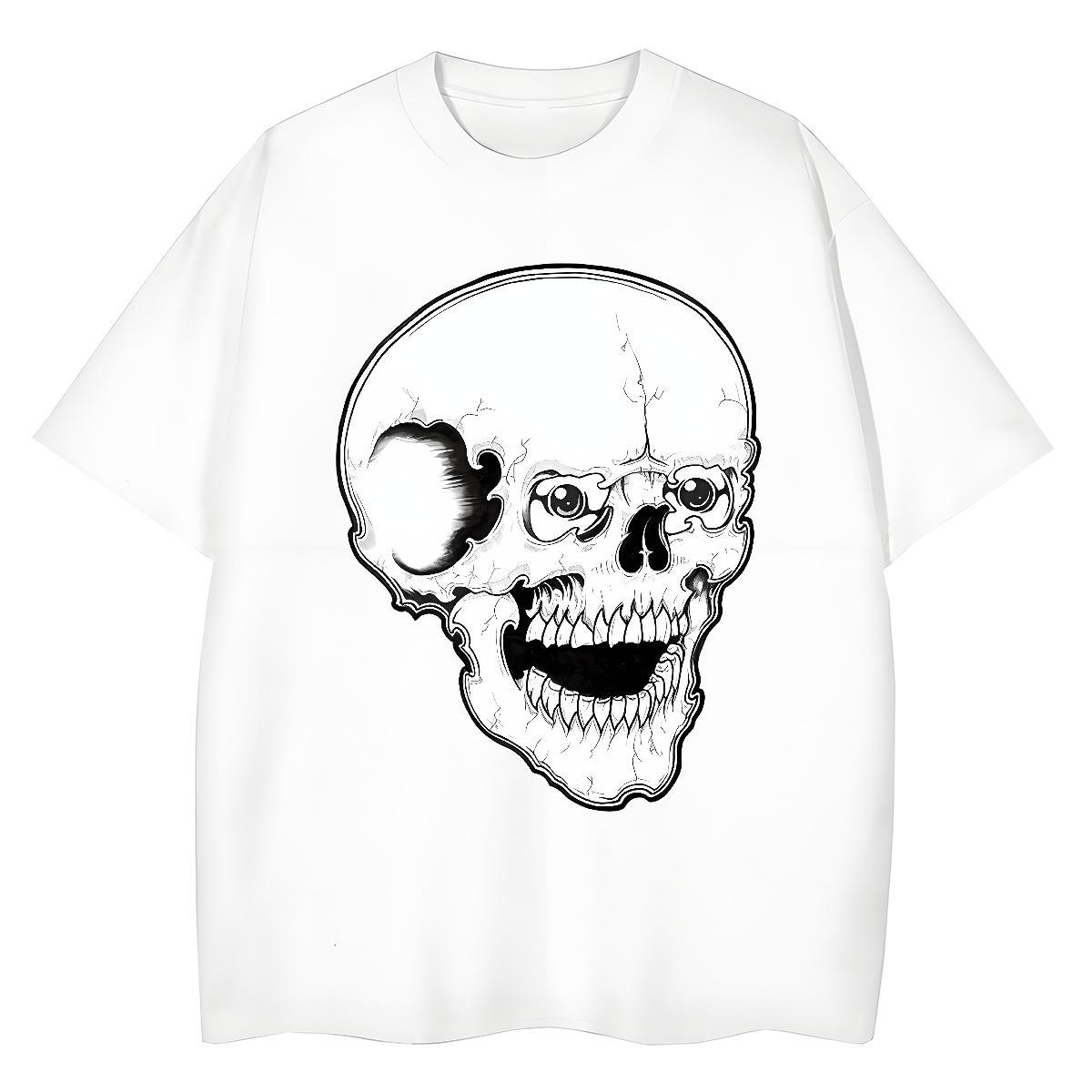Loose Fit Man T Shirts 230g Pure Cotton monster Spring Summer DIY Printed Crew Neck Breathable Men Tees 2024 DIY Tops Shirt