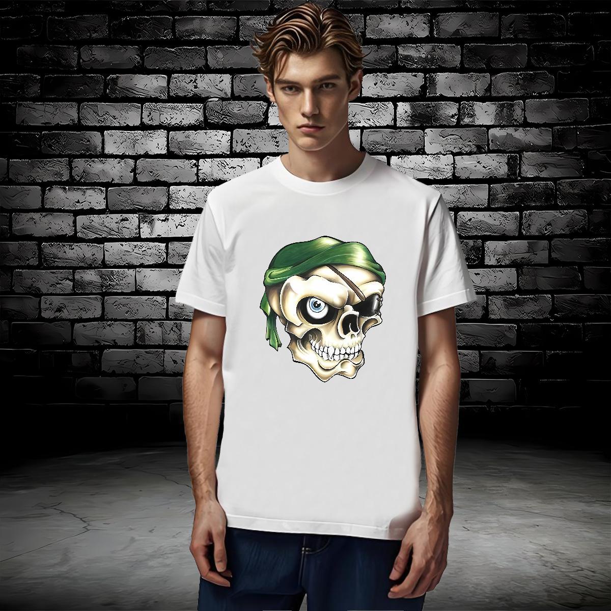 Unisex T-Shirts for Men 100% Cotton 230g skull Summer Casual Cartoon Print Pure Cotton Men Tshirts Designer Fashion Polos