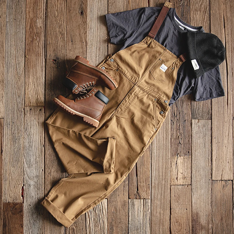 Maden Khaki Overalls Mens Baggy Workwear Vintage Amekaji Jumpsuit Pockets Cargo Working Pants Quality Straight Oversize Trouser 240824
