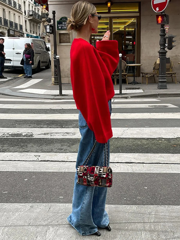 Vintage Knitted Woolen Jacket Casual Vneck Long Sleeve Female Short Coats 2024 Autumn Winter Fashion Lady Outwears 240824