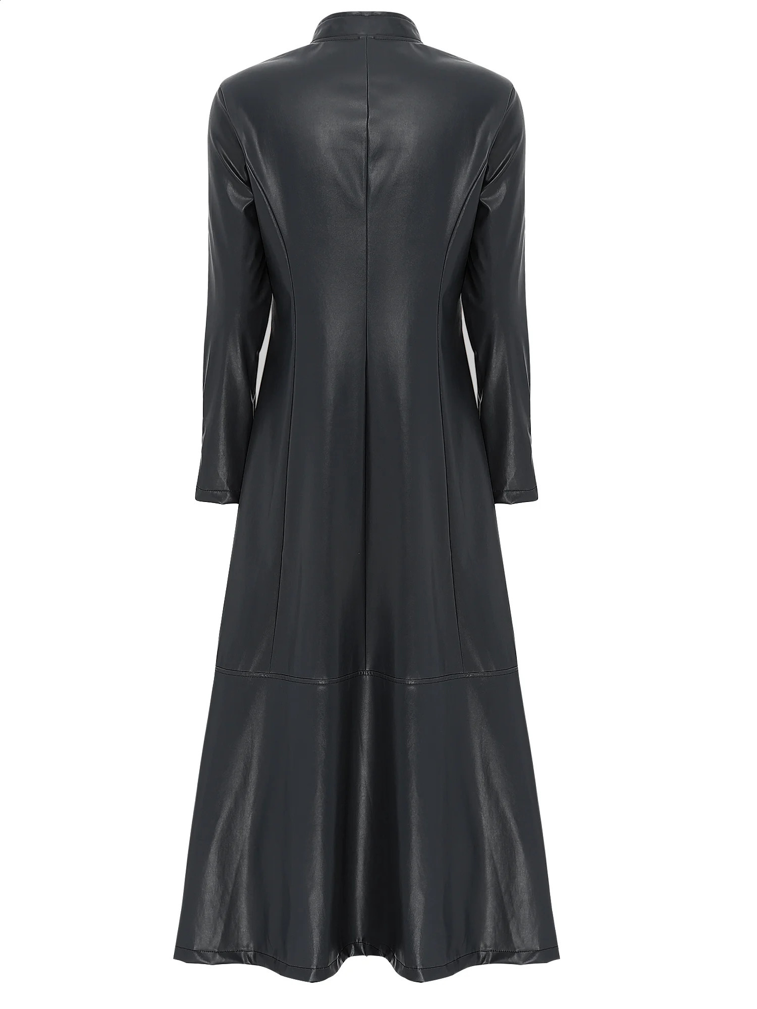 Cool Matrix Clothing WomensMens Leather Jacket Standing Collar Trench Coat with Zipper Cape Town Long Windproof Carnival Dress 240824