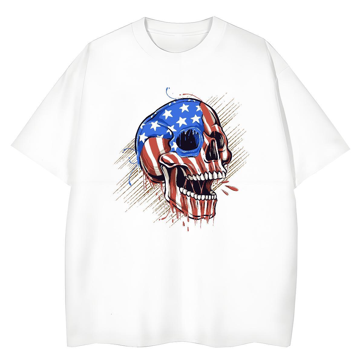 Designer Mens T Shirts 100% Cotton 230g skull Hip Hop Cartoon Printing L-4XL Breathable Crew Neck Men Tops Tees Casual New Tee Shirt