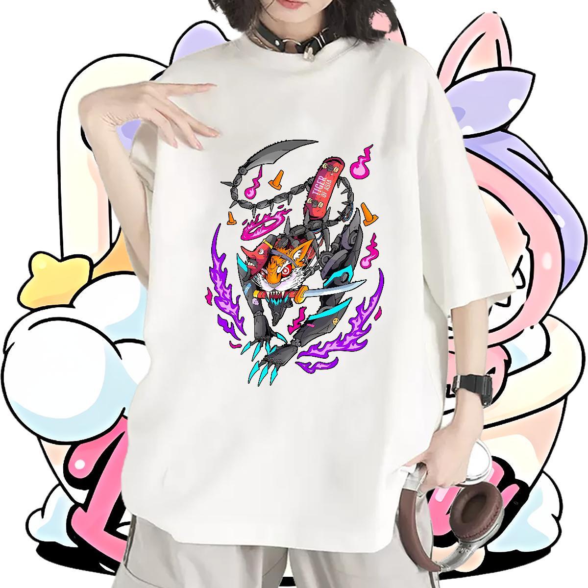 Free Shipping Women Tees 230g Pure Cotton cartoon Hip Hop T Shirts Women Breathable Crew Neck Customized Print Clothes