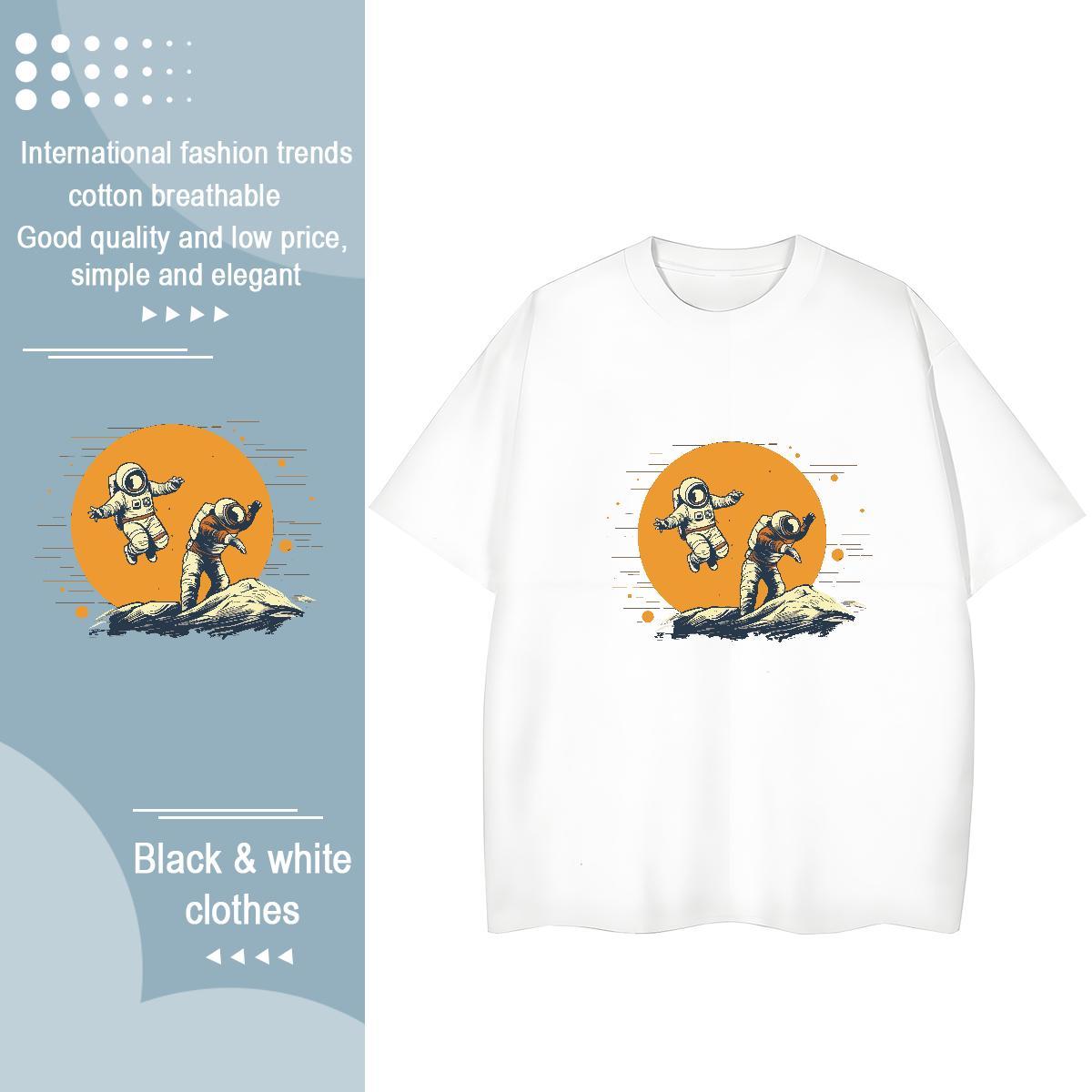 Designer Women Tshirts 100% Cotton 230g universe Daily Outfit T Shirt For Woman Breathable Short Sleeve Cartoon Print Clothes