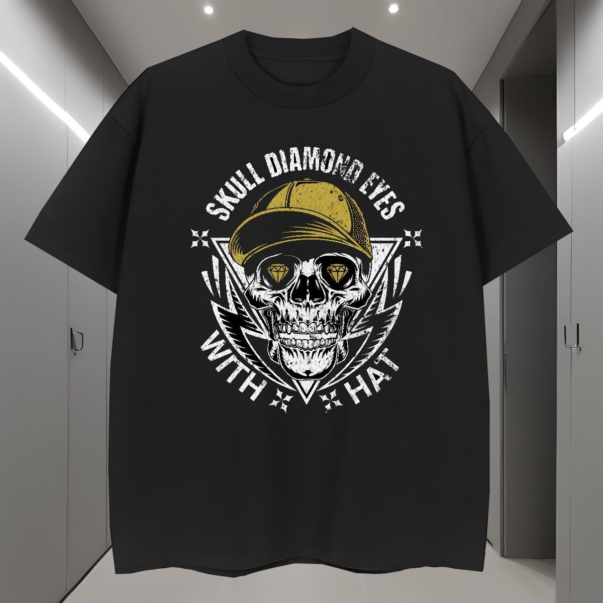 Comfortable T Shirt For Man 230g Pure Cotton skull Hip Hop Anime Breathable Short Sleeve Men Tees New Top Tees