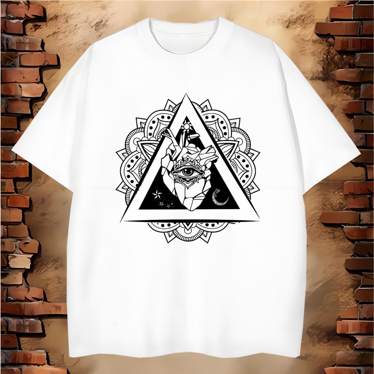 Cool Men T Shirts 230g 100% Cotton eye of the devil High Street Hip Hop Custom Cartoon Short Sleeve O-Neck Men Tees 2024 New Clothes
