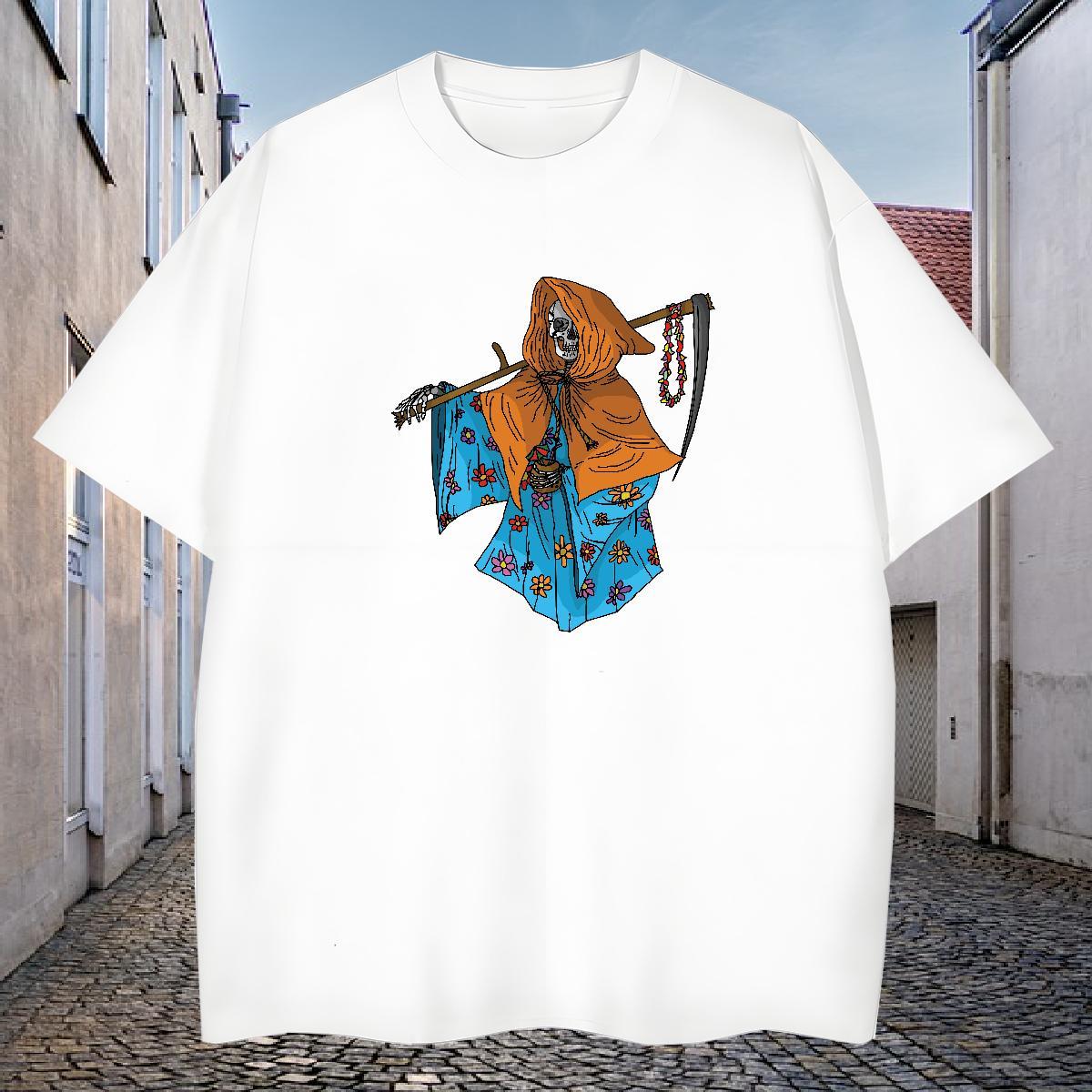 Brand Men T Shirts 230g Cotton skull Daily Wear Custom Cartoon O Neck Short Sleeves Couples T Shirts Customized Tops Shirt
