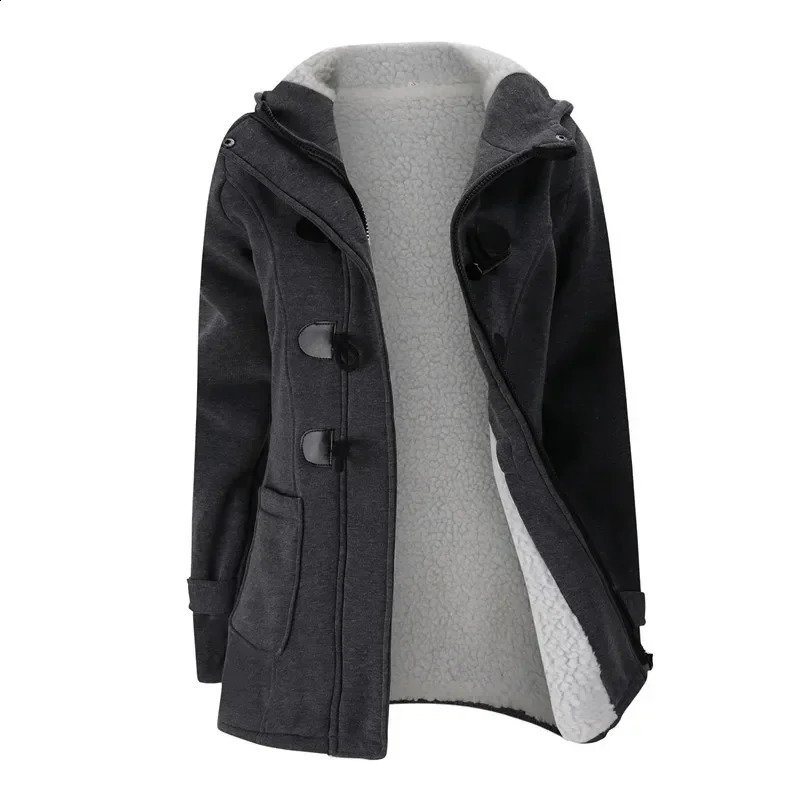 Fashion Autumn Winter Hoodies Women Thick Coat Sweatshirt Women Clothes Casual Hooded Zipper Button Hoodie Streetwear Outerwear 240824