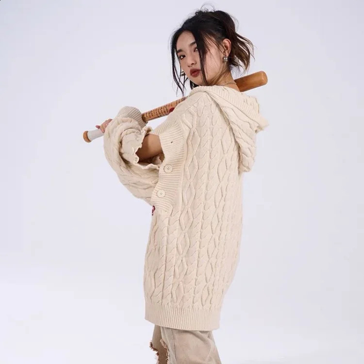 Harajuku Vintage Letter Print Zipper Hoodie Cardigan Spring Loose Long Sleeve Tops Women Y2k Grunge Mid-length Cardigans Mujer 240824