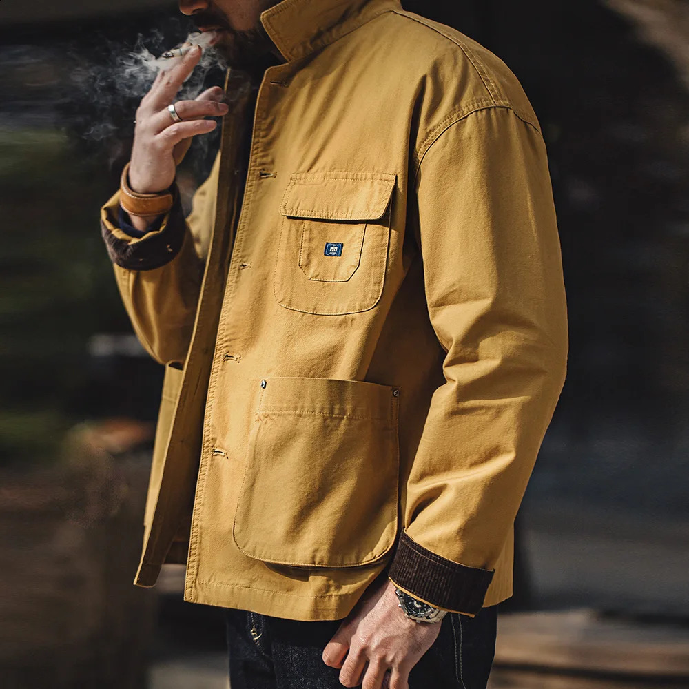 Maden American Retro Hunting Lapel Plus Size Short Jackets Mens Outwear Spring and Autumn Clothing 240824